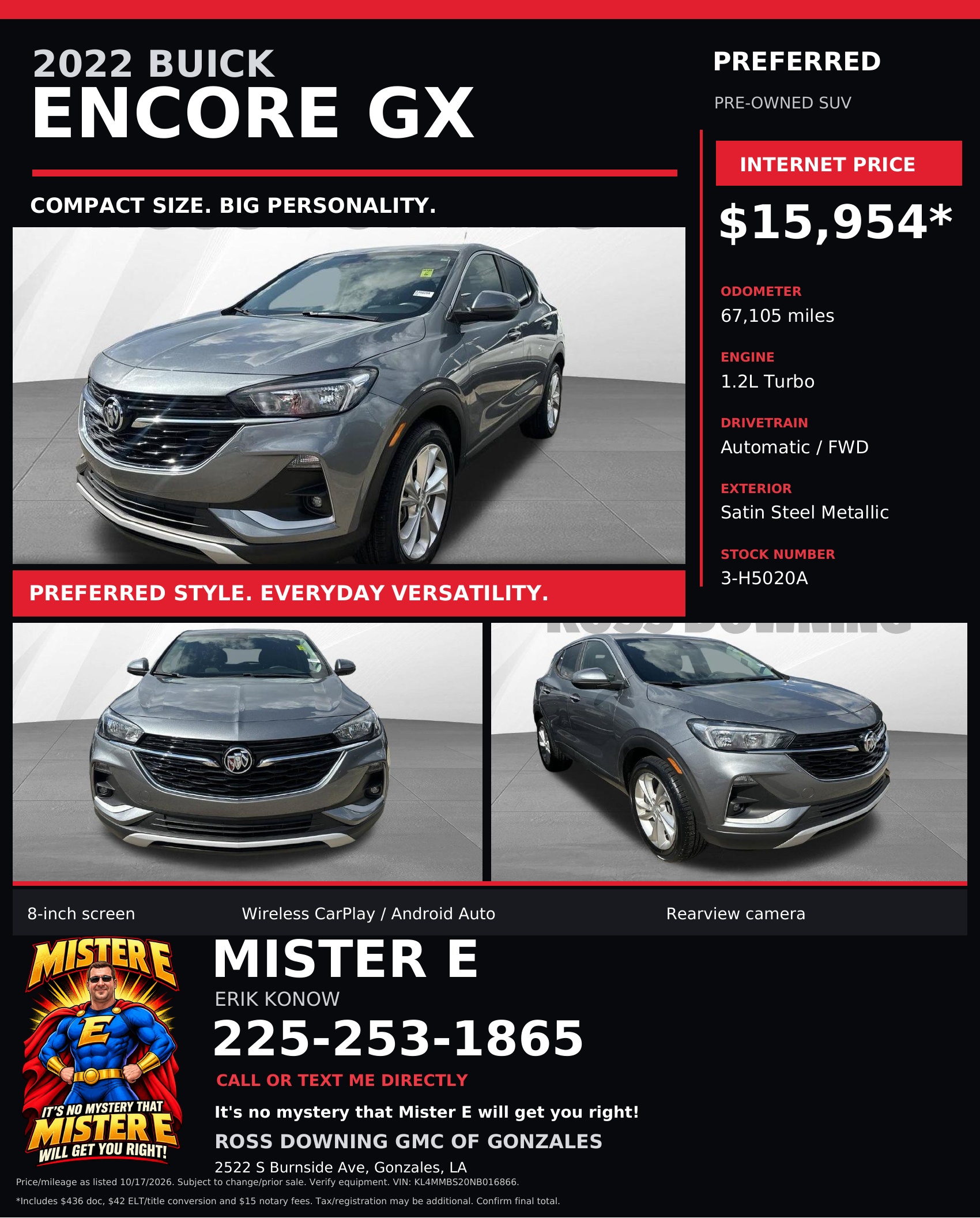 2022 Buick Encore GX Preferred promotional flyer; open full-size to read pricing and terms